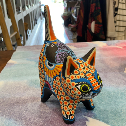 MEXICAN HAND PAINTED CAT - TAIL UP