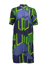 Load image into Gallery viewer, PLAZA SHIRT DRESS - NAVY / GREEN IN COTTON