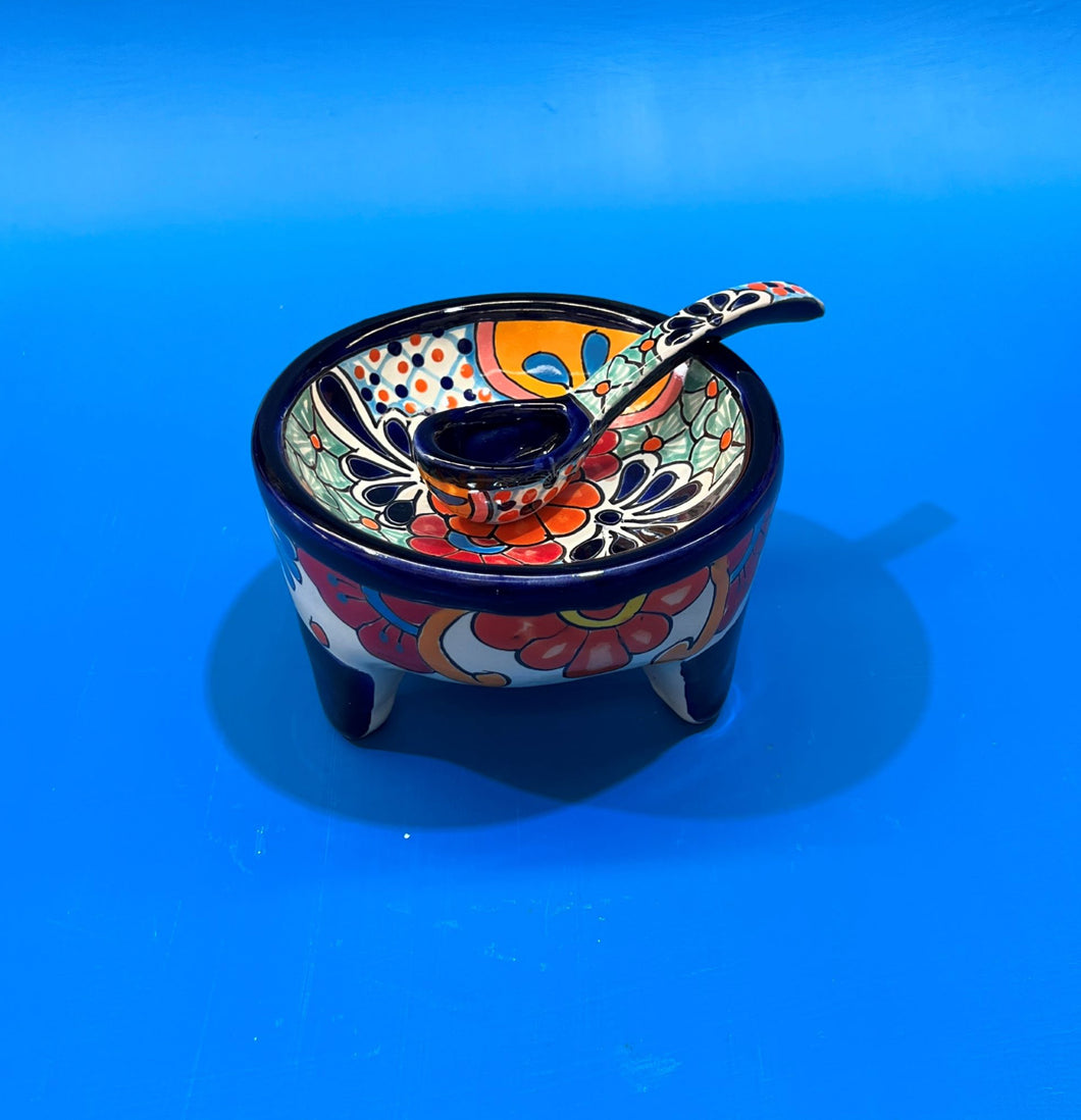 TALAVERA MOLCAJETE BOWL WITH SPOON