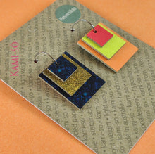Load image into Gallery viewer, RECYCLED PAPER REVERSIBLE EARRINGS - RECTANGLE