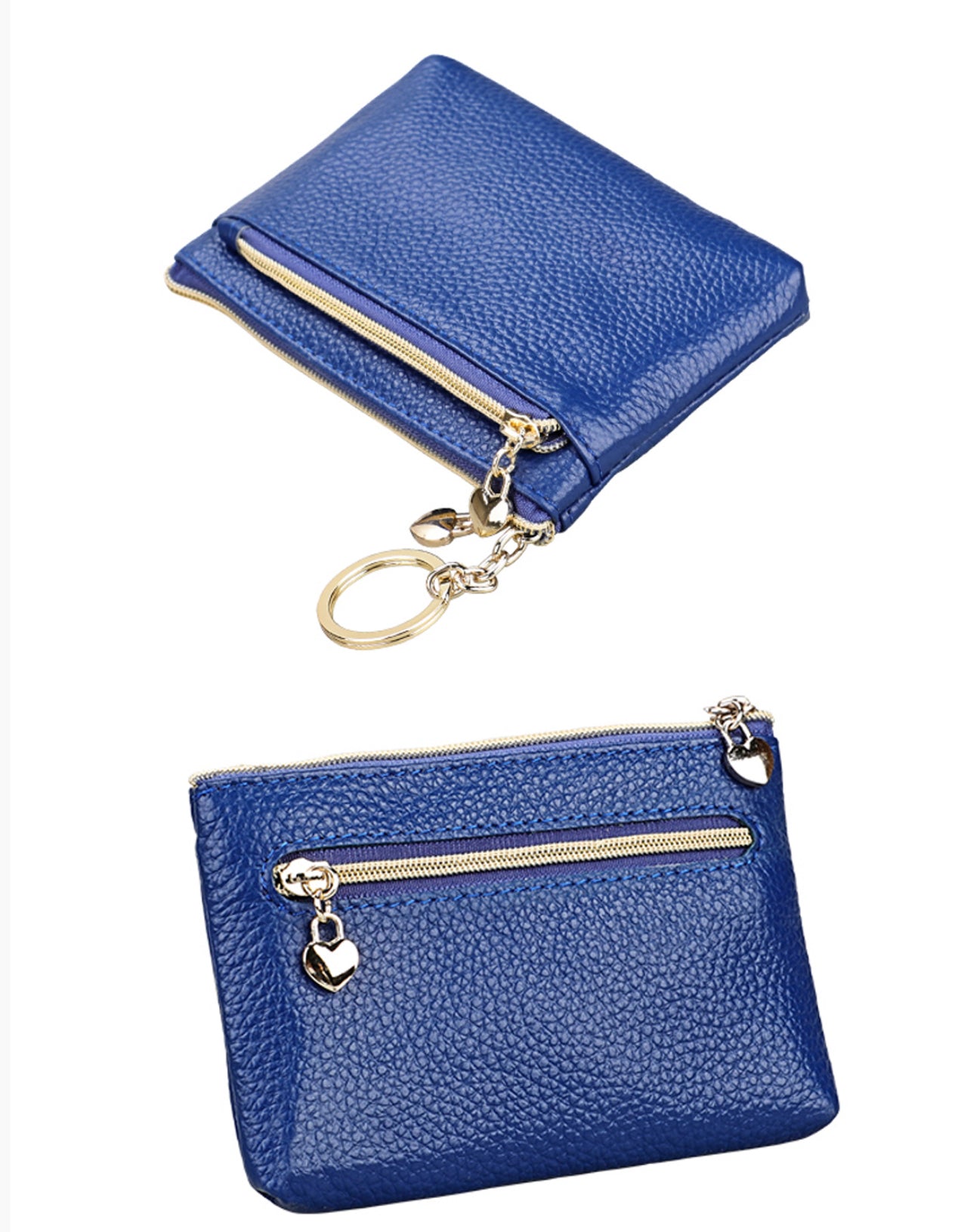 SMALL LEATHER PURSE WITH HEART ZIP