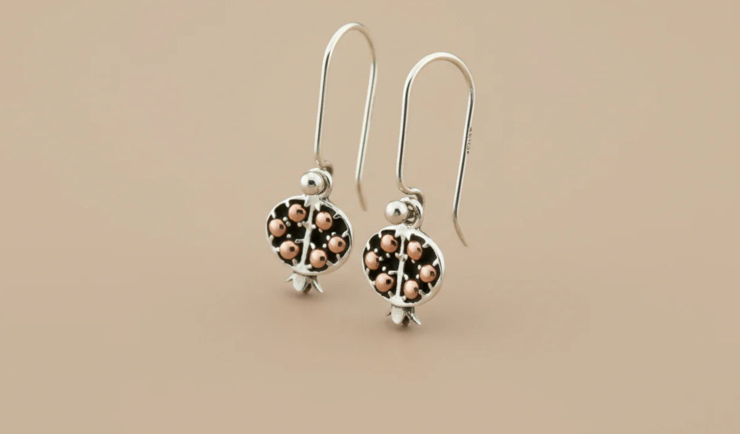 SMALL POMEGRANATE DROP EARRING - COPPER & SILVER