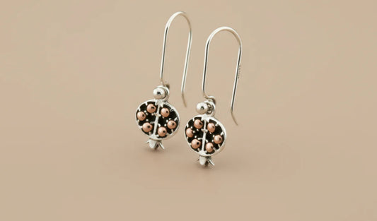 SMALL POMEGRANATE DROP EARRING - COPPER & SILVER