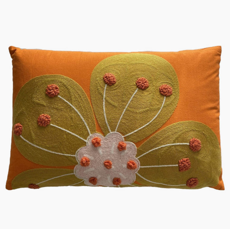 LUMBAR CUSHIONS - ORANGE BIG FLOWER