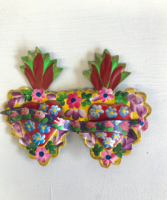 COUPLE HEARTS Mini Hand Painted