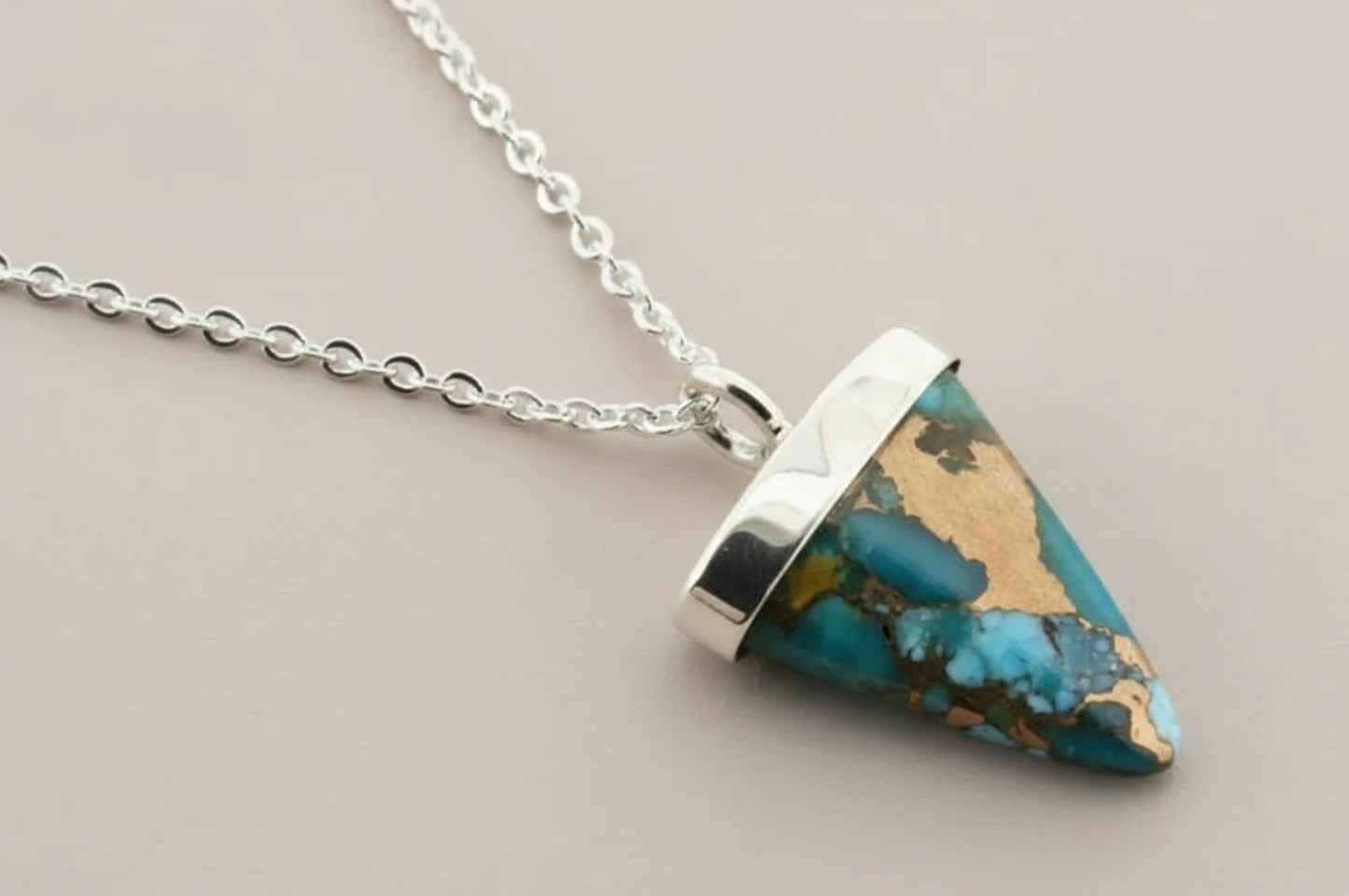 SPEARHEAD NECKLACE - BRONZED TURQUOISE - STERLING SILVER