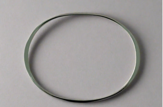 STERLING SILVER NARROW FLATTENED OVAL BANGLE