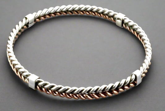 STERLING SILVER & COPPER PLAITED BANGLE