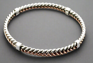 STERLING SILVER & COPPER PLAITED BANGLE