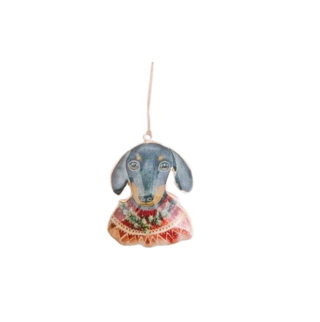 NANNA CAT, GREEN EYED CAT & SAUSAGE DOG IN JUMPER ORNAMENT