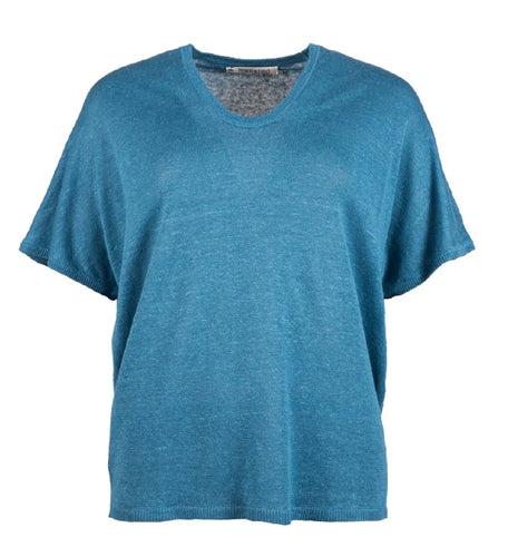 PITTI LINEN  & HEMP TOP - DARK AQUA