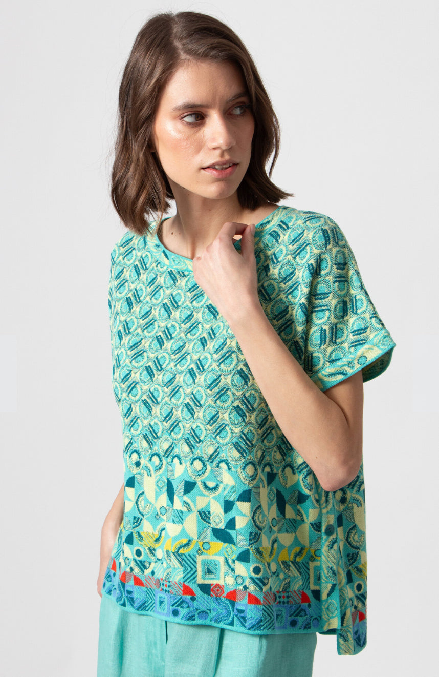 SLEEVELESS PULLOVER - MIX&MATCH PATTERN - AQUA