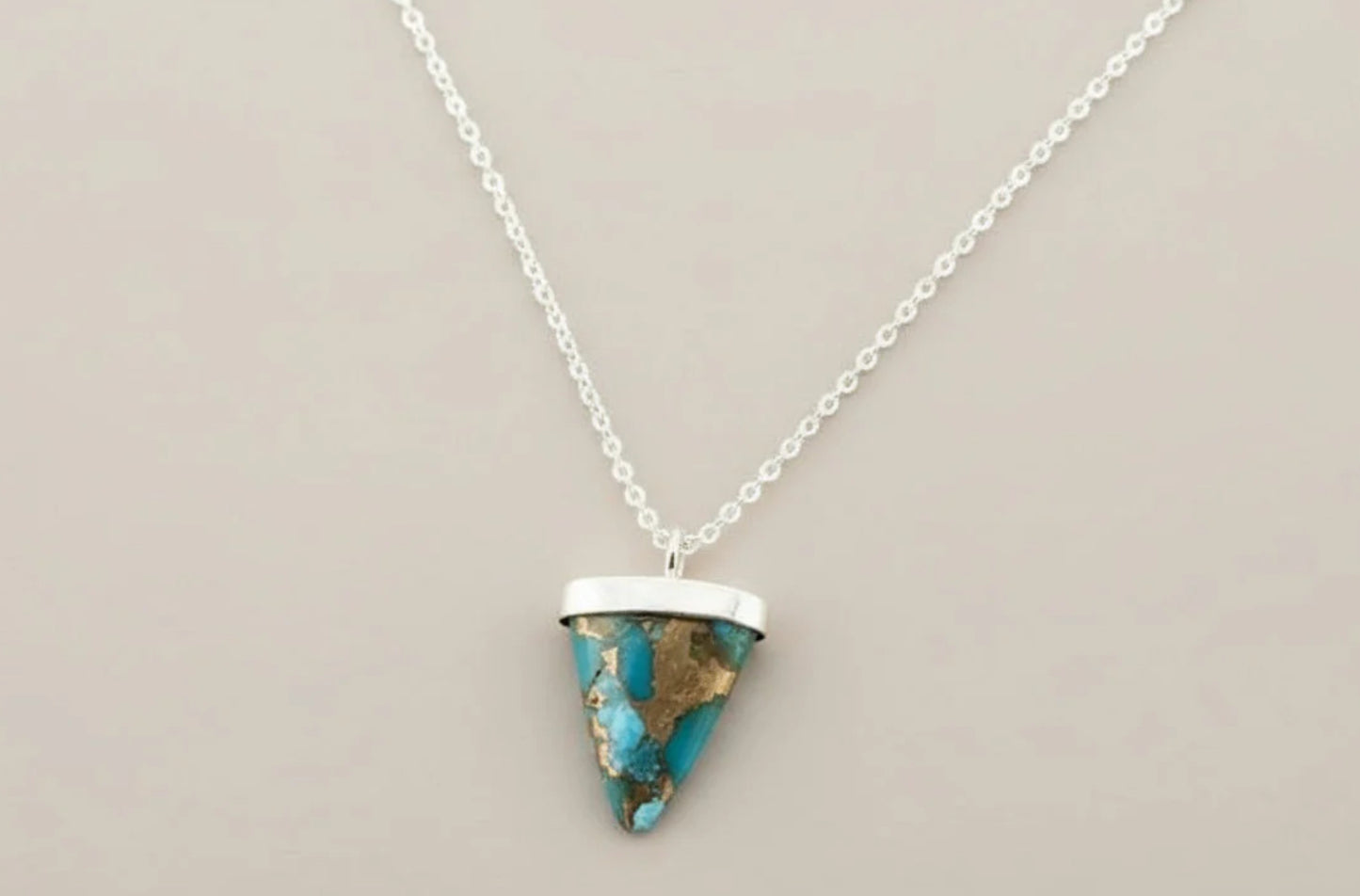 SPEARHEAD NECKLACE - BRONZED TURQUOISE - STERLING SILVER