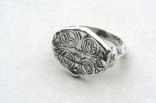 4 POINT STERLING SILVER AFGHAN SEAL/SIGNET RING