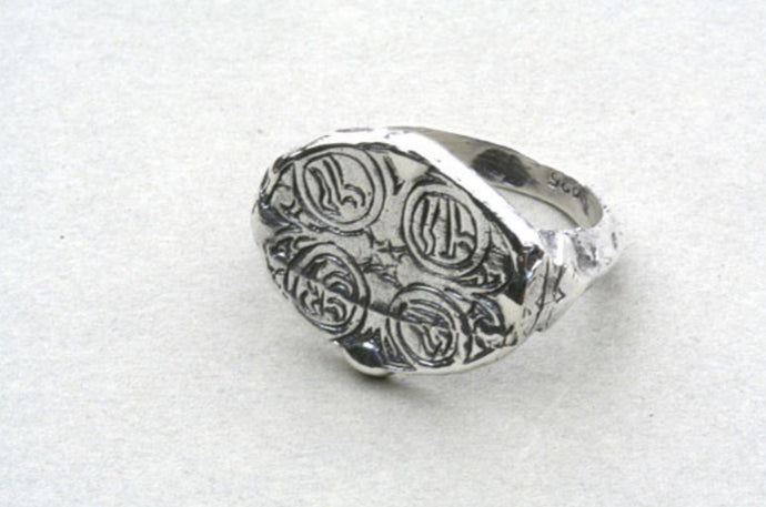 4 POINT STERLING SILVER AFGHAN SEAL/SIGNET RING
