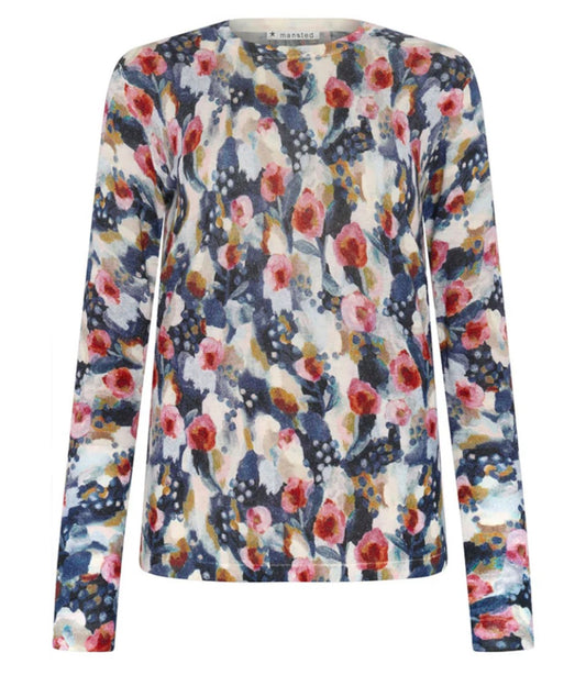 MERLE MERINO PRINT CREW - COLD GREEN