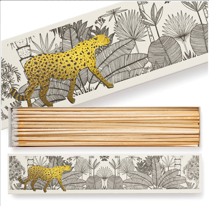 ARCHIVIST LUXURY LONG SAFETY MATCHES - CHEETAH IN WHITE JUNGLE