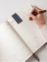 Load image into Gallery viewer, 2026 DAY TO A PAGE LARGE LINEN BOUND PLANNER - INDIGO HAVEN