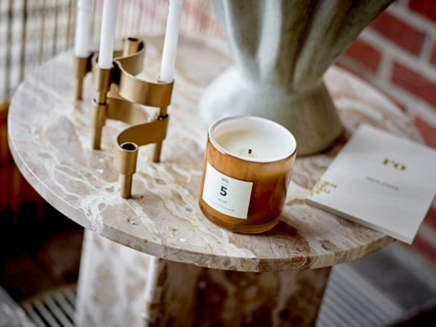 JASMIA BROWN MARBLE SIDE TABLE