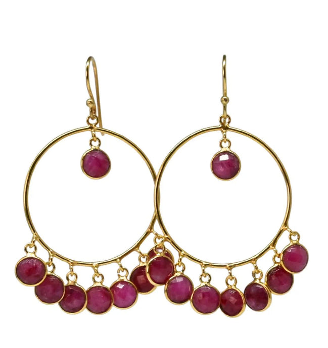 GOLD GEM CHARM HOOP EARRINGS