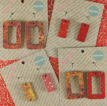 Load image into Gallery viewer, RECYCLED PAPER REVERSIBLE EARRINGS - RECTANGLE