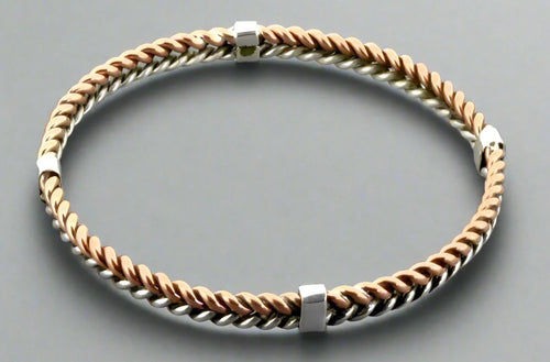 STERLING SILVER & COPPER PLAITED BANGLE