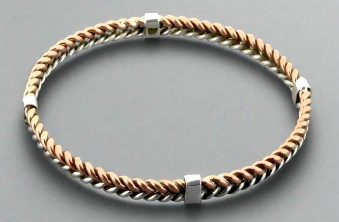 STERLING SILVER & COPPER PLAITED BANGLE