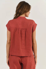 Load image into Gallery viewer, LINEN CAP SLEEVE TOP - CEDAR