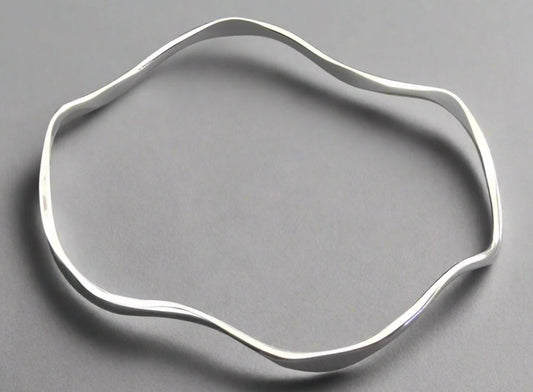 STERLING SILVER WAVY BANGLE