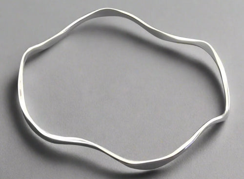 STERLING SILVER WAVY BANGLE