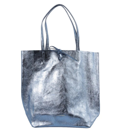 METALLIC LARGE TOTE - BLUE JEANS