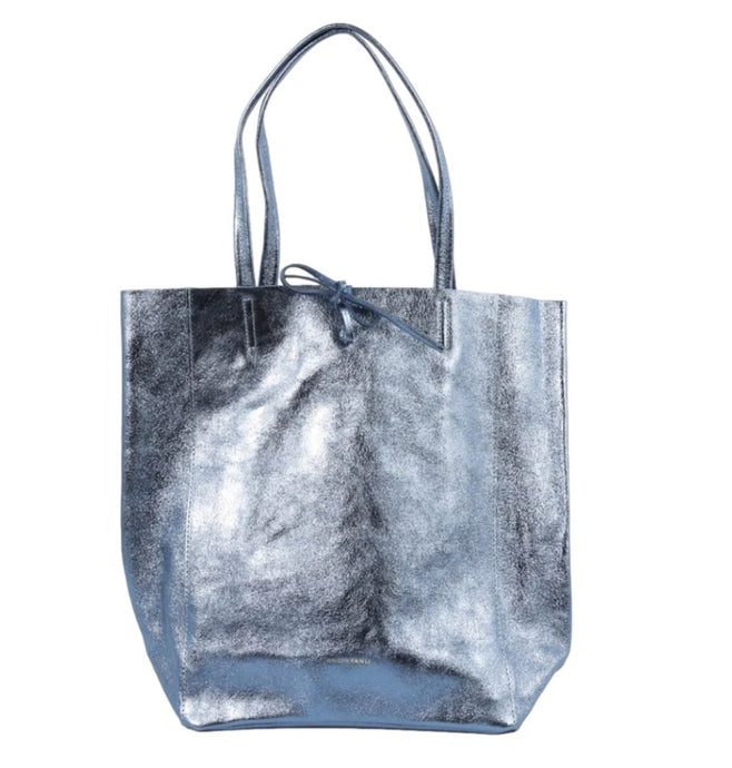 METALLIC LARGE TOTE - BLUE JEANS