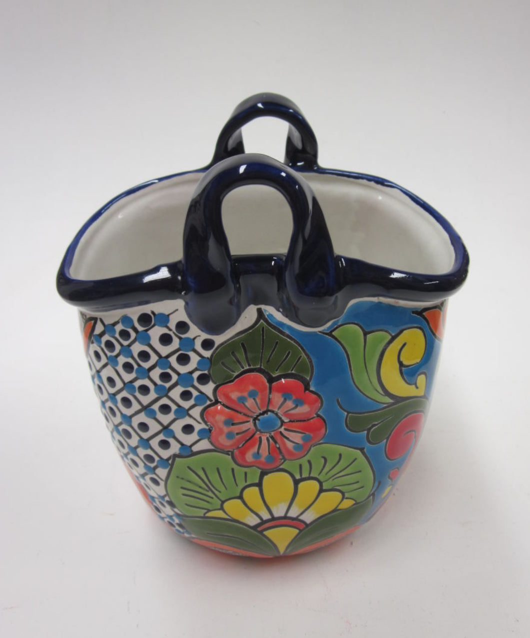 TALAVERA BASKET PLANTER OR UTENSIL HOLDER