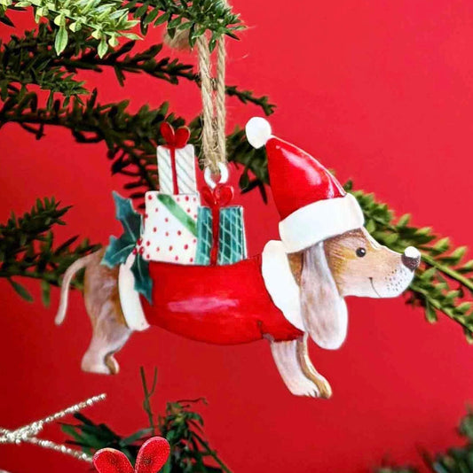 CHRISTMAS SAUSAGE DOG METAL