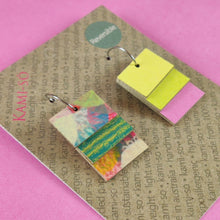 Load image into Gallery viewer, RECYCLED PAPER REVERSIBLE EARRINGS - RECTANGLE
