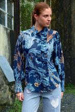 Load image into Gallery viewer, TRUFFLE RUFFLE SHIRT - NAVY