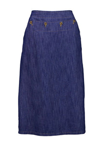 HEPBURN PANORAMA MID WASH DENIM SKIRT