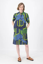 Load image into Gallery viewer, PLAZA SHIRT DRESS - NAVY / GREEN IN COTTON