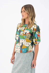 PUEBLITO BLOUSE - GREEN IN COTTON