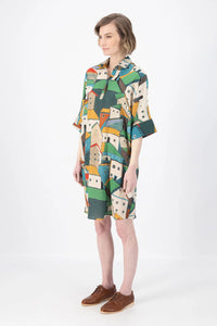 PUEBLITO ESTILO SHIFT DRESS - GREEN