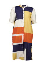 Load image into Gallery viewer, PLAZA SHIRT DRESS - ORANGE / NAVY IN COTTON