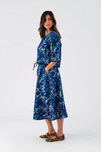 BRISTOL MIDI SKIRT - BLUE FLOWER PRINT