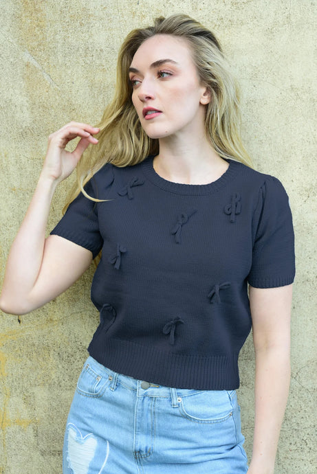 BOW-DELICIOUS TOP - NAVY