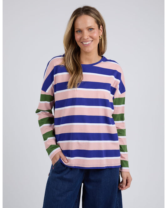 RIBBON LONG SLEEVE TEE - MULTI STRIPE
