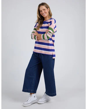 RIBBON LONG SLEEVE TEE - MULTI STRIPE