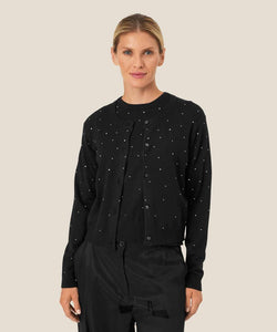 LUCINDIA RHINESTONE CARDIGAN - BLACK