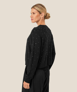 LUCINDIA RHINESTONE CARDIGAN - BLACK