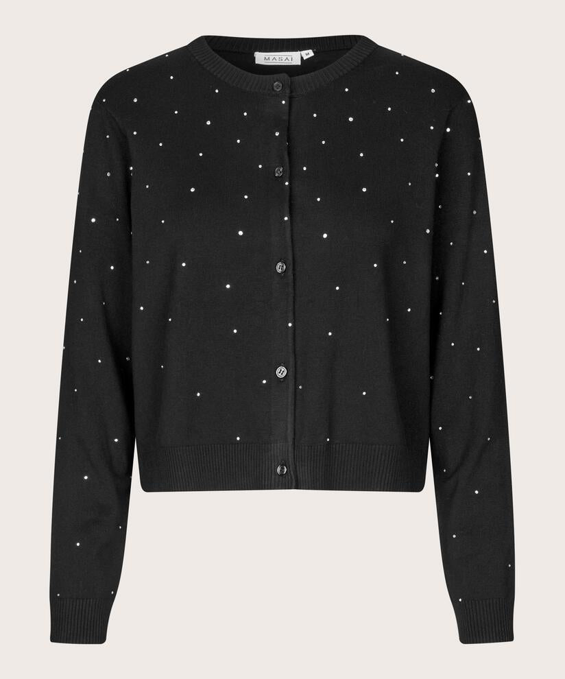 LUCINDIA RHINESTONE CARDIGAN - BLACK