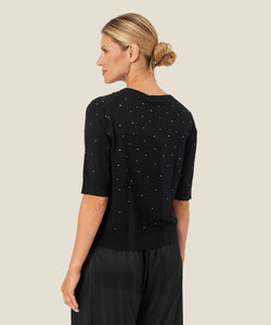 FALDINE RHINESTONE TOP - BLACK