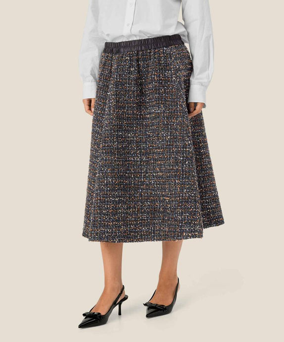 SHONDA SKIRT - BLACK BOUCLE  MIX